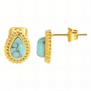 Timeless 18k Gold Plated and Turquoise Teardrop Earrings